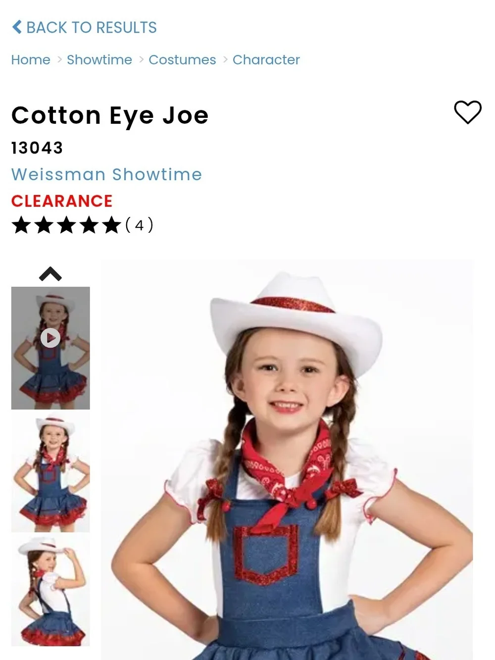 Weissman Cotton Eye Joe Kids Cowgirl Costume - White, Red, Blue